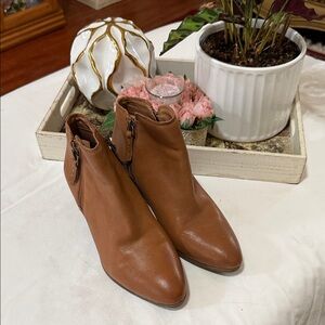 Frye Brown Leather Side-Zip Ankle Booties